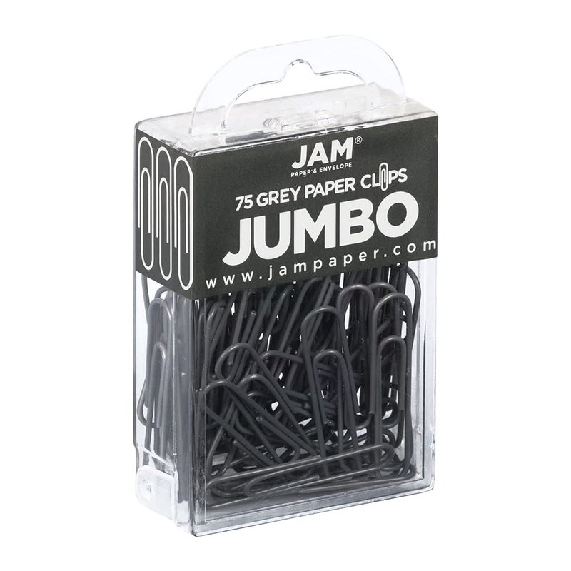 JAM PAPER Colorful Jumbo Paper Clips - Large 2 Inch - Gray Paperclips - 75/Pack - Image 2